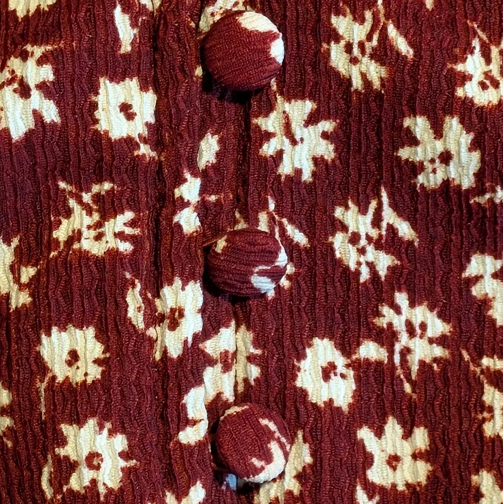 Free People Burgundy & White Ditsy Floral Crop Top Blouse | Size M | Boho Summer